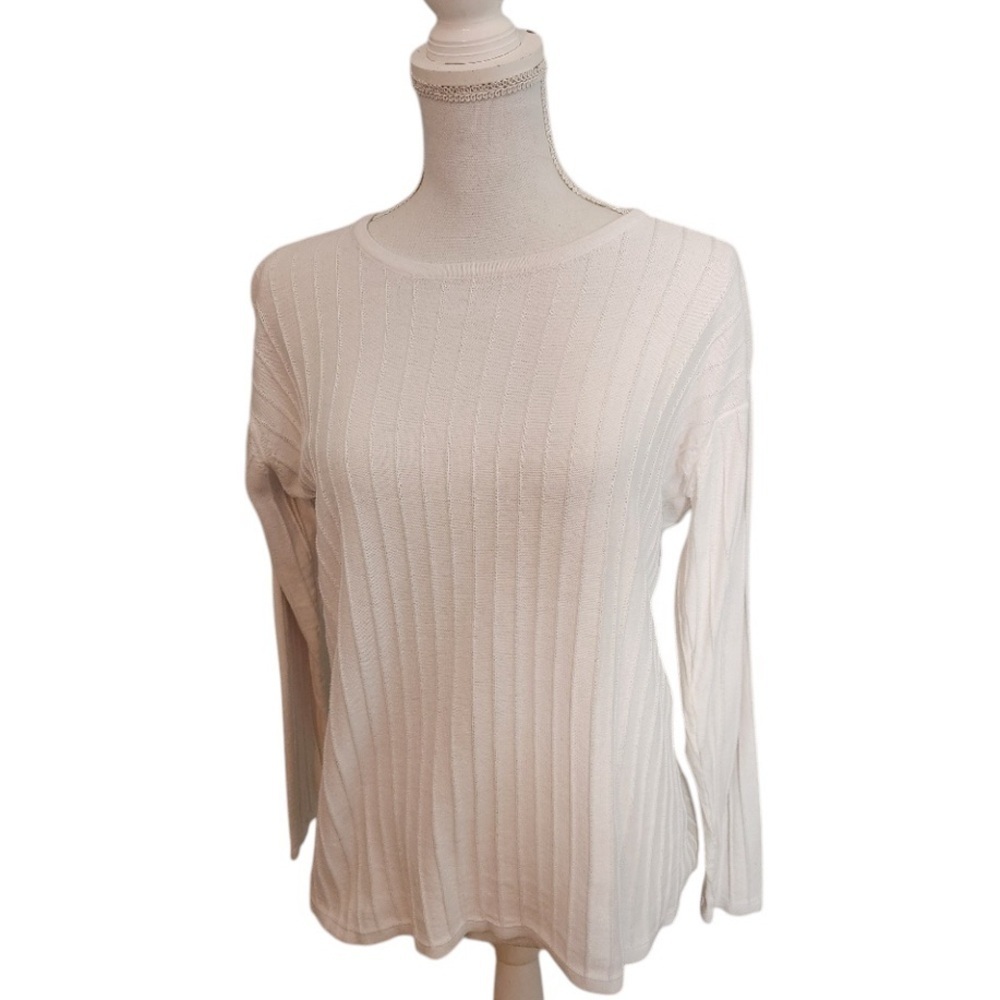 The Limited White Women's Vintage Ribbed Knit Crew neck Sweater Size Small